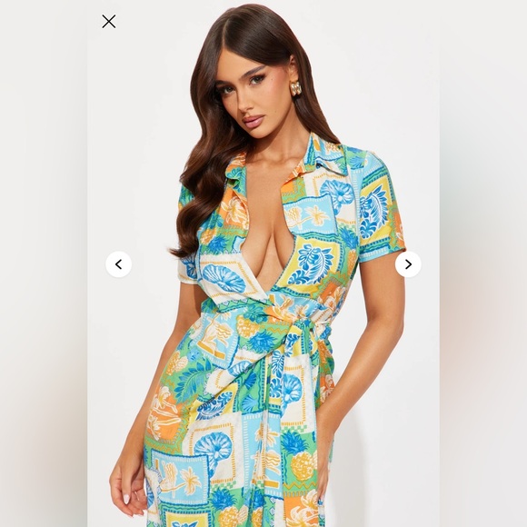 Fashion Nova Multicolor Tropical Print Travel Dress - Picture 2 of 7